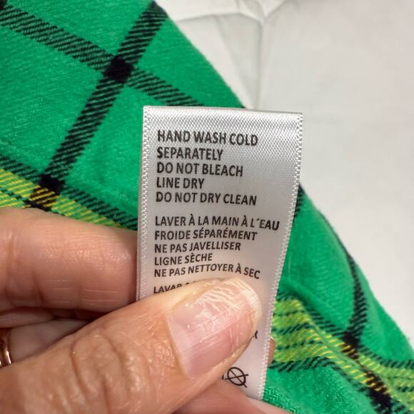 Good American Green Plaid Cropped Tartan Button Up Sz 0/XS - Picture 7 of 13